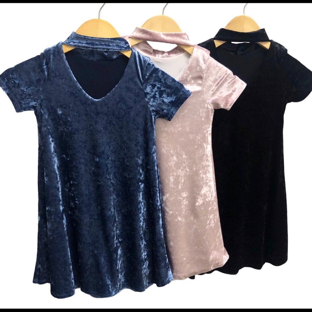 PINK SUEDE CHOKER V-NECK DRESS (CHILD L)